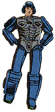 Minus his helmet, he looks like his head was transplanted from another toy.