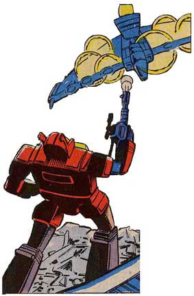 Ferak takes some heavy blasts from Blaster.