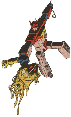 Blaster tries to save a melting Scrounge from certain death.