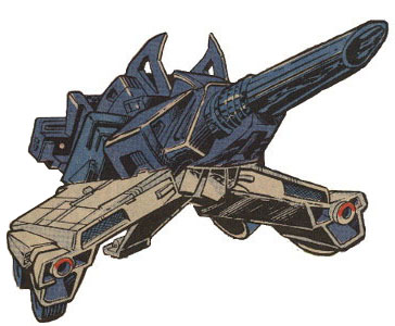 Note the 'face halves' on top of his cannon mode.